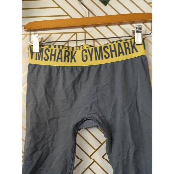Gymshark Seamless Cropped Grey Gray Leggings Yellow Band Size Small - Picture 3 of 7